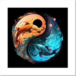 Pisces Horoscope Yin-Yang Symbol Zodiac Sign Posters and Art